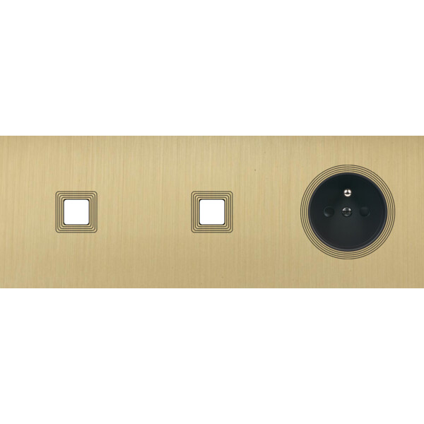 Façade Empreintes VOLUME Laiton Satiné Triple Horizontale 1 bouton 1 bouton PC M - Modelec - 316479M-E1