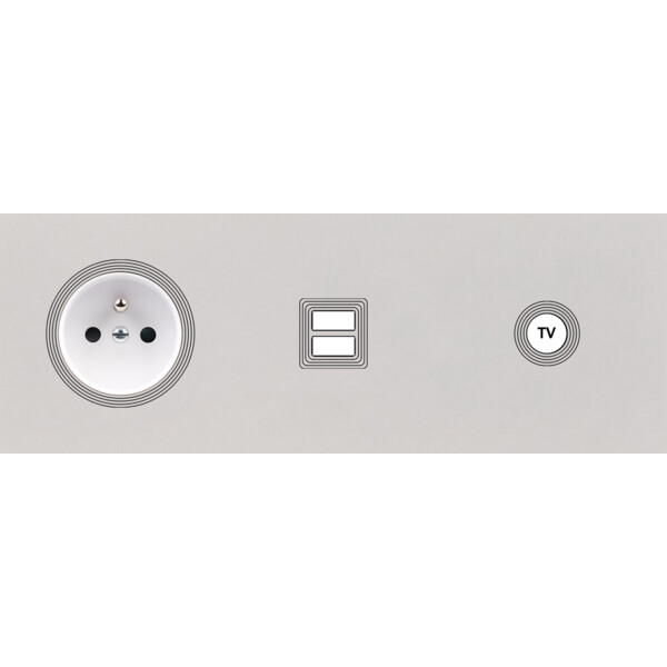 Façade Empreintes VOLUME Blanc Triple Horiz Prise de Courant Chargeur USB C1 M - Modelec - 332471M-E1