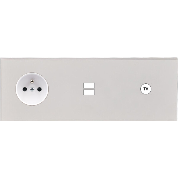 Façade Empreintes ANGLE Blanc Triple Horiz Prise de Courant Chargeur USB C1 M - Modelec - 332471M-E2