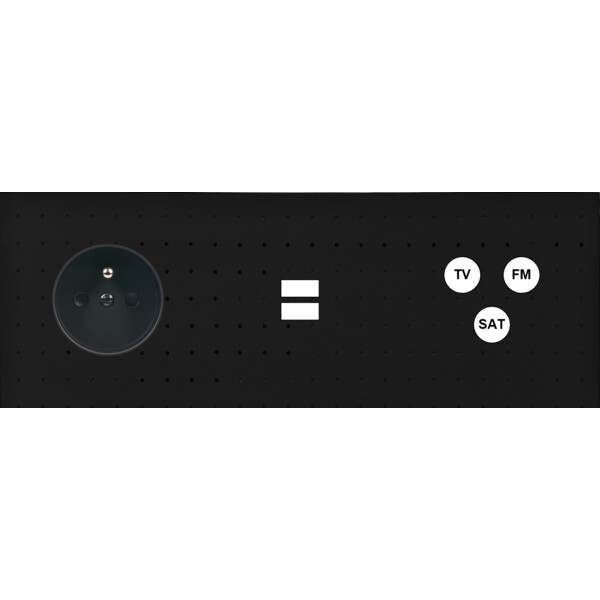 Façade Empreintes POINT Noir Triple Horiz Prise de Courant Chargeur USB C3 M - Modelec - 333472M-E4