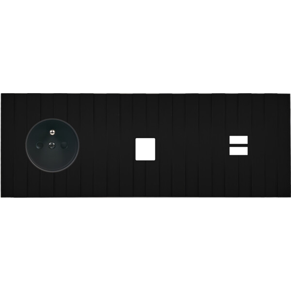Façade Empreintes LIGNE Noir Triple Horiz Prise 2P+T 1 Média Chargeur USB M - Modelec - 334472M-E5