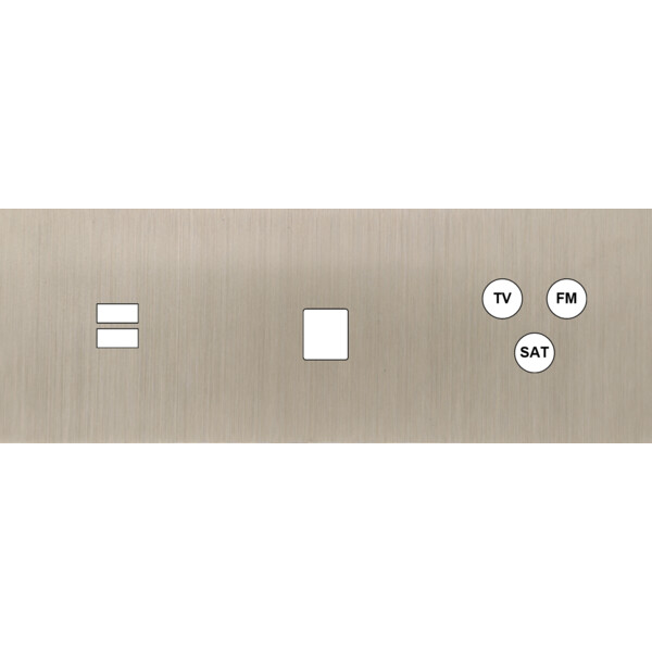 Façade Empreintes PLAN Nickel Sat Triple Horizontale Chargeur USB 1 Média C3 M - Modelec - 338478M-E0