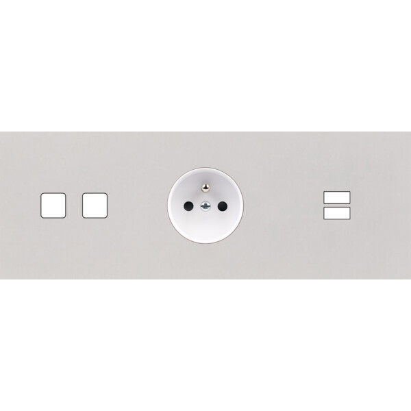 Façade Empreintes PLAN Blanc Triple Horizontale 2 boutons carrés PC U1 M - Modelec - 341471M-E0
