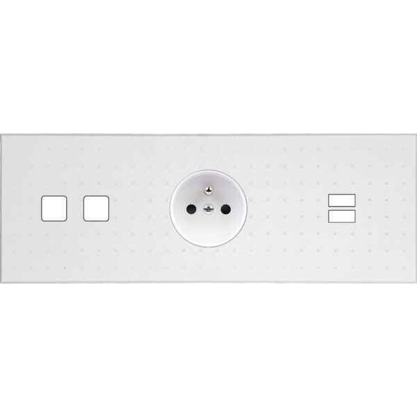 Façade Empreintes POINT Blanc Triple Horizontale 2 boutons carrés PC U1 M - Modelec - 341471M-E4