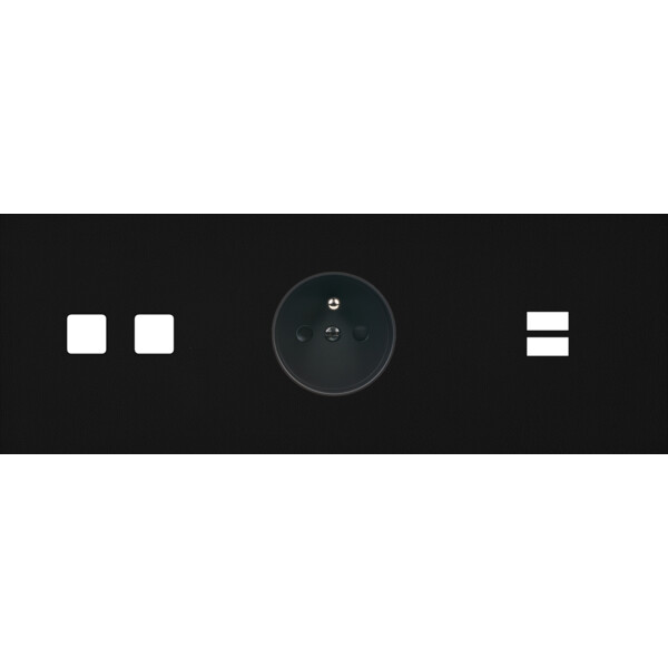 Façade Empreintes PLAN Noir Triple Horizontale 2 boutons carrés PC U1 M - Modelec - 341472M-E0