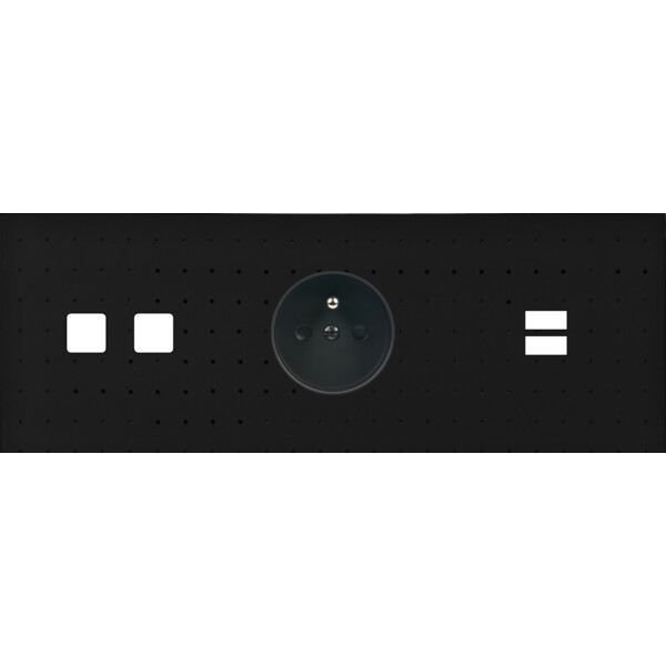 Façade Empreintes POINT Noir Triple Horizontale 2 boutons carrés PC U1 M - Modelec - 341472M-E4
