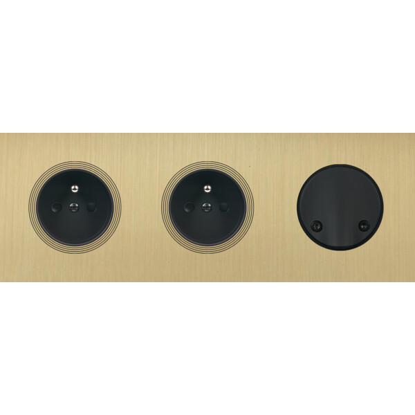 Façade Empreintes VOLUME Laiton Sat Triple Horizontale 2 Prises de Courant SC M - Modelec - 344479M-E1