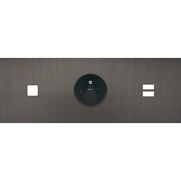Façade Empreintes PLAN Canon de Fusil Triple Horizontale 1 bouton PC U1 M - Modelec - 346474M-E0