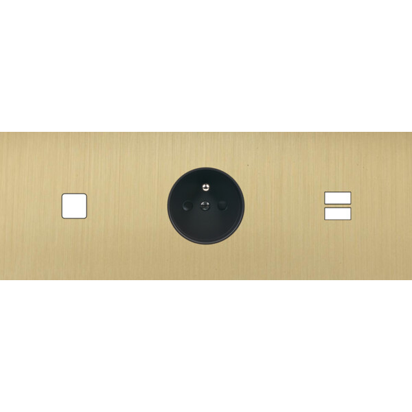 Façade Empreintes PLAN Laiton Satiné Triple Horizontale 1 bouton PC U1 M - Modelec - 346479M-E0