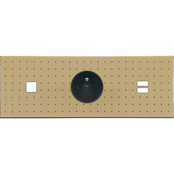 Façade Empreintes POINT Laiton Satiné Triple Horizontale 1 bouton PC U1 M - Modelec - 346479M-E4