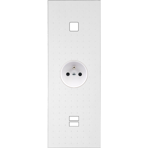 Façade Empreintes POINT Blanc Triple Verticale 1 bouton Prise de Courant U1 M - Modelec - 351471M-E4