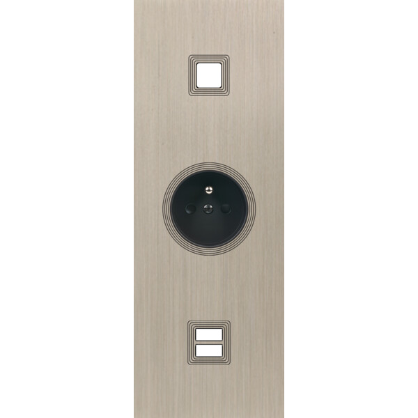 Façade Empreintes VOLUME Nickel Satiné Triple Verticale 1 bouton PC U1 M - Modelec - 351478M-E1