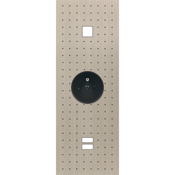 Façade Empreintes POINT Nickel Satiné Triple Verticale 1 bouton PC U1 M - Modelec - 351478M-E4