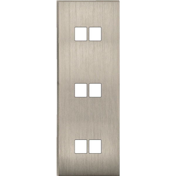 Façade Empreintes ANGLE Nickel Sat Triple Verticale 3 Doubles Média, magnétique - Modelec - 373478M-E2
