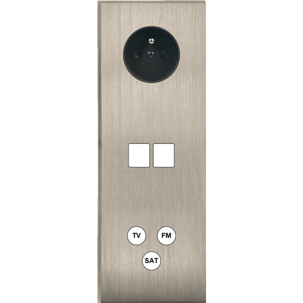 Façade Empreintes ANGLE Nickel Satiné Triple Verticale Prise de Courant M2 C3 M - Modelec - 375478M-E2