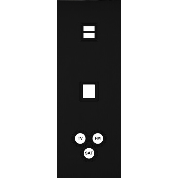 Façade Empreintes VOLUME Noir Triple Verti Chargeur USB 1 Média Prise TV FM SAT - Modelec - 388472M-E1
