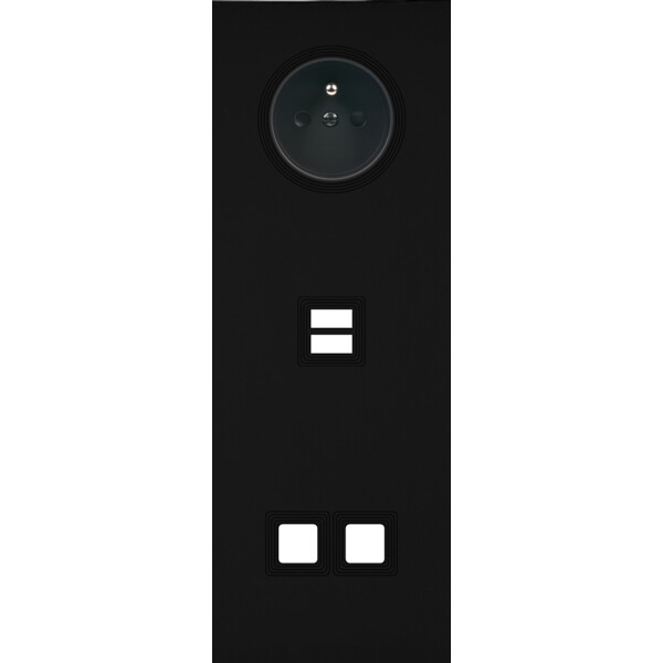 Façade Empreintes VOLUME Noir Triple Verti Prise 2P+T Chargeur USB 2 boutons M - Modelec - 392472M-E1