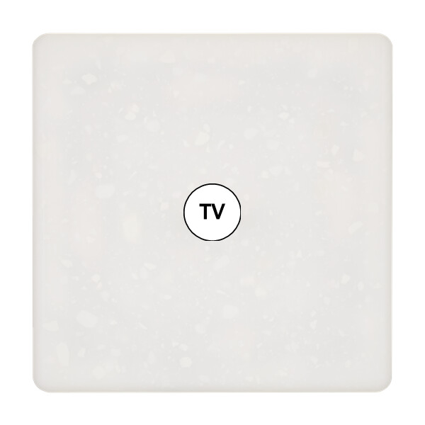 Façade Hikari Blanc Terrazzo simple 1 prise TV (194-485) - Modelec - 194485