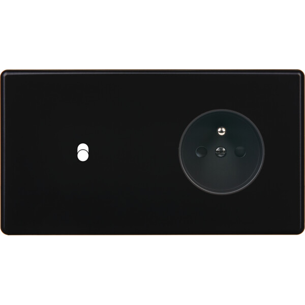 Façade Hikari noir soft touch double horizontale 1 basculeur 1 PC (261-482) - Modelec - 261482