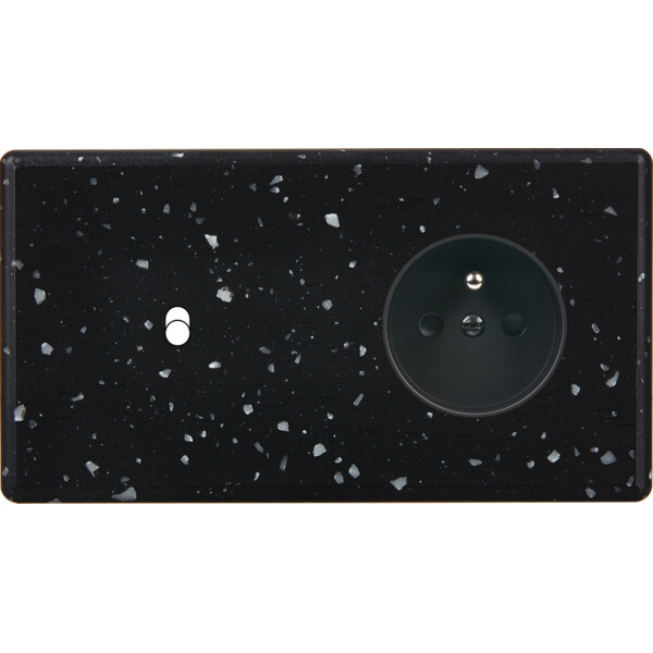 Façade Hikari terrazzo noir double horizontale 1 basculeur 1 PC (261-486) - Modelec - 261486