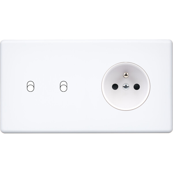 Façade Hikari blanc soft touch double horizontale 2 basculeurs 1 PC (262-481) - Modelec - 262481