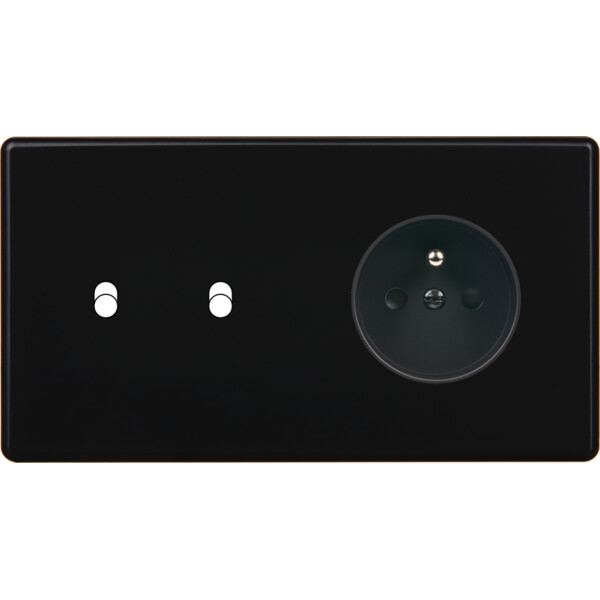 Façade Hikari noir soft touch double horizontale 2 basculeurs 1 PC (262-482) - Modelec - 262482