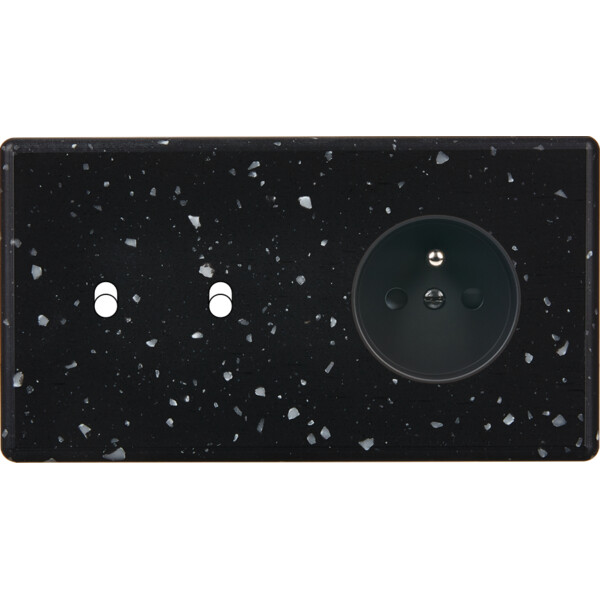 Façade Hikari terrazzo noir double horizontale 2 basculeurs 1 PC (262-486) - Modelec - 262486