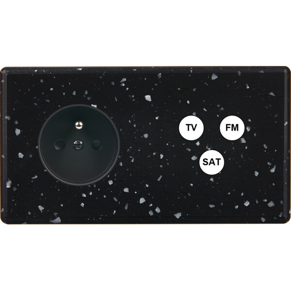 Façade Hikari terrazzo noir double horizontale 1 PC TV-FM-SAT (265-486) - Modelec - 265486