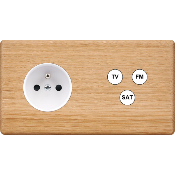 Façade Hikari chene clair double horizontale 1 PC TV-FM-SAT (265-491) - Modelec - 265491