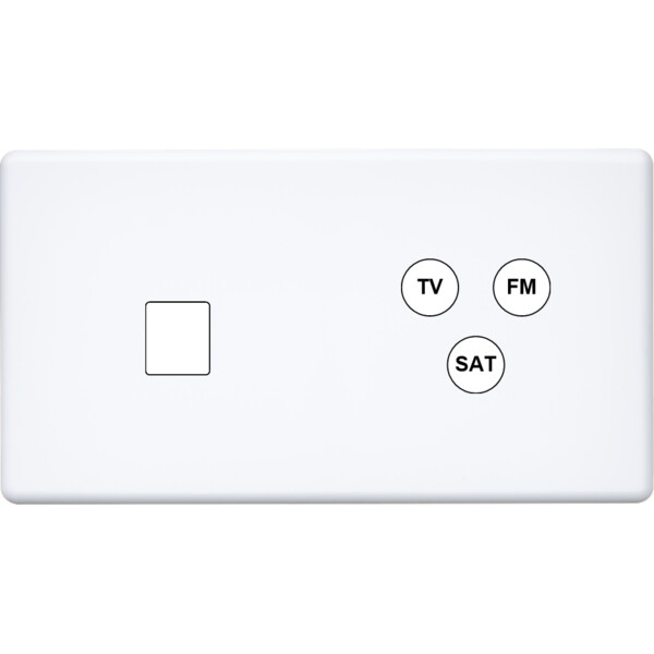 Façade Hikari blanc soft touch double horizontale 1 media TV-FM-SAT (269-481) - Modelec - 269481
