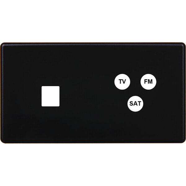 Façade Hikari noir soft touch double horizontale 1 media TV-FM-SAT (269-482) - Modelec - 269482