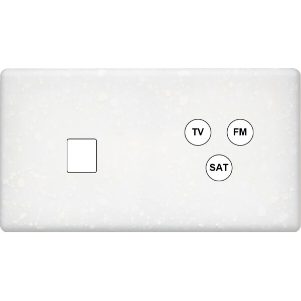 Façade Hikari terrazzo blanc double horizontale 1 media TV-FM-SAT (269-485) - Modelec - 269485