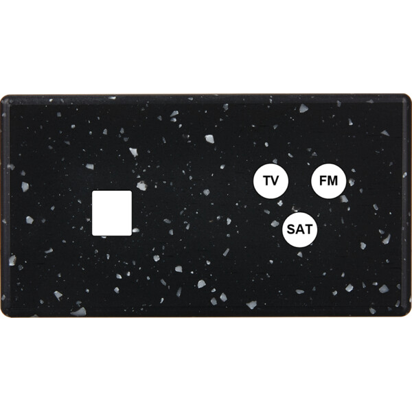 Façade Hikari terrazzo noir double horizontale 1 media TV-FM-SAT (269-486) - Modelec - 269486
