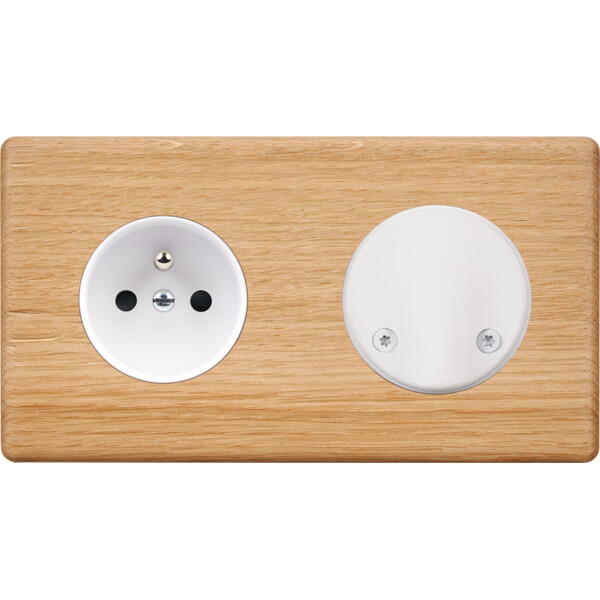 Façade Hikari chene clair double horizontale 1 PC sortie de câble (272-491) - Modelec - 272491