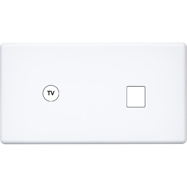 Façade Hikari blanc soft touch double horizontale TV 1 media (273-481) - Modelec - 273481