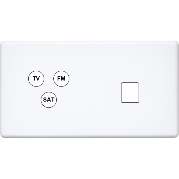 Façade Hikari blanc soft touch double horizontale TV-FM-SAT 1 media (274-481) - Modelec - 274481
