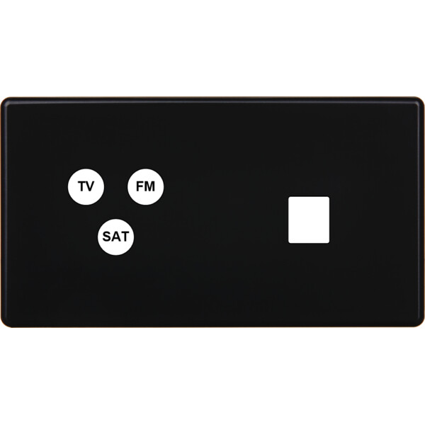 Façade Hikari noir soft touch double horizontale TV-FM-SAT 1 media (274-482) - Modelec - 274482