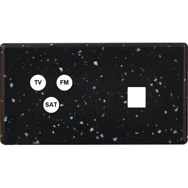 Façade Hikari terrazzo noir double horizontale TV-FM-SAT 1 media (274-486) - Modelec - 274486