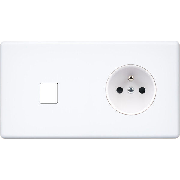 Façade Hikari blanc soft touch double horizontale 1 media 1 PC (276-481) - Modelec - 276481