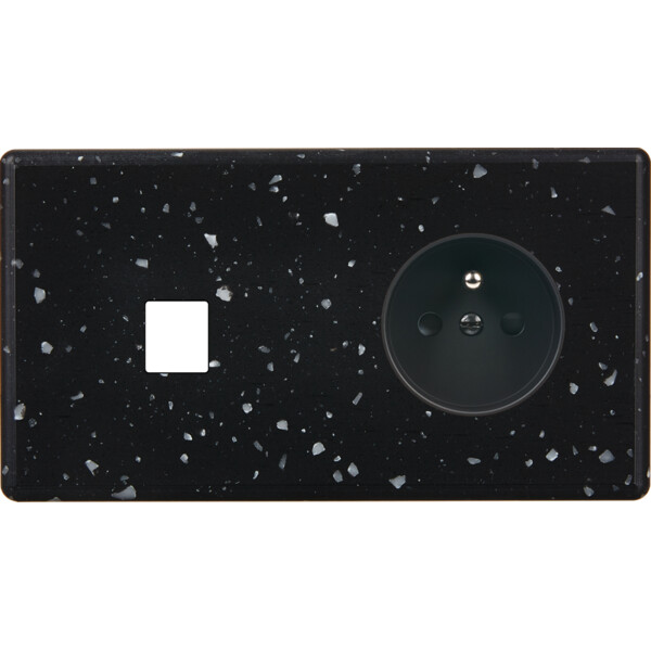 Façade Hikari terrazzo noir double horizontale 1 media 1 PC (276-486) - Modelec - 276486