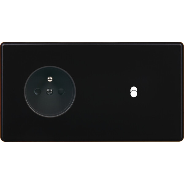 Façade Hikari noir soft touch double horizontale 1 PC 1 basculeur (277-482) - Modelec - 277482