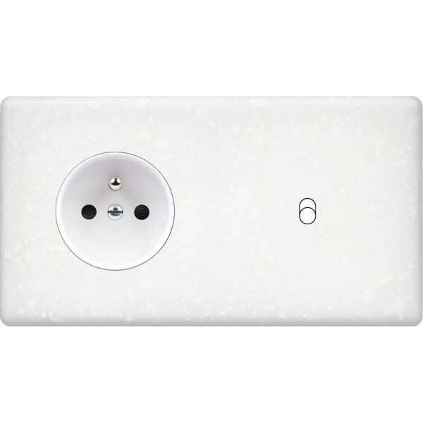 Façade Hikari terrazzo blanc double horizontale 1 PC 1 basculeur (277-485) - Modelec - 277485