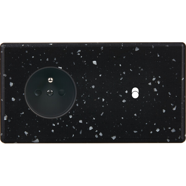 Façade Hikari terrazzo noir double horizontale 1 PC 1 basculeur (277-486) - Modelec - 277486