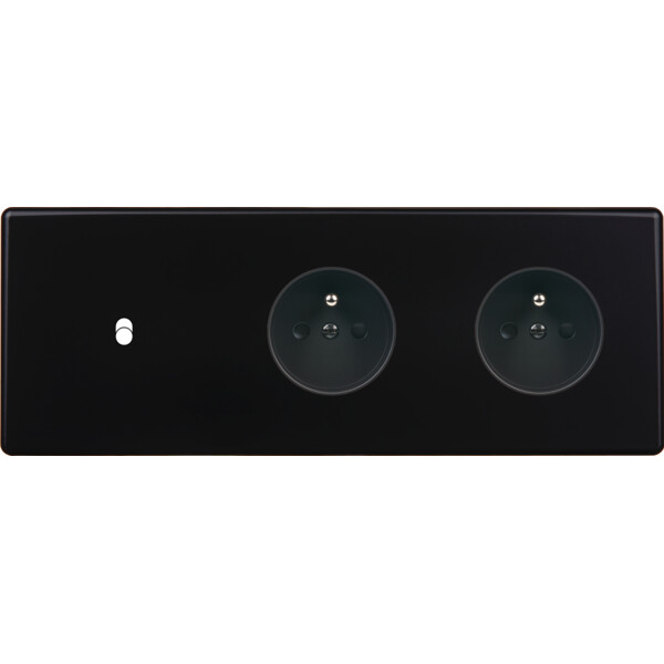 Façade Hikari noir soft touch triple horizontale 1 basculeur 1 PC 1 PC (311-482) - Modelec - 311482