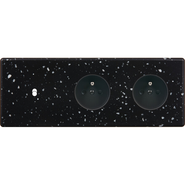 Façade Hikari terrazzo noir triple horizontale 1 basculeur 1 PC 1 PC (311-486) - Modelec - 311486