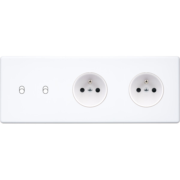 Façade Hikari blanc soft touch triple horizontale 2 basculeurs 1 PC 1 PC (312-481) - Modelec - 312481