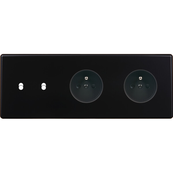Façade Hikari noir soft touch triple horizontale 2 basculeurs 1 PC 1 PC (312-482) - Modelec - 312482