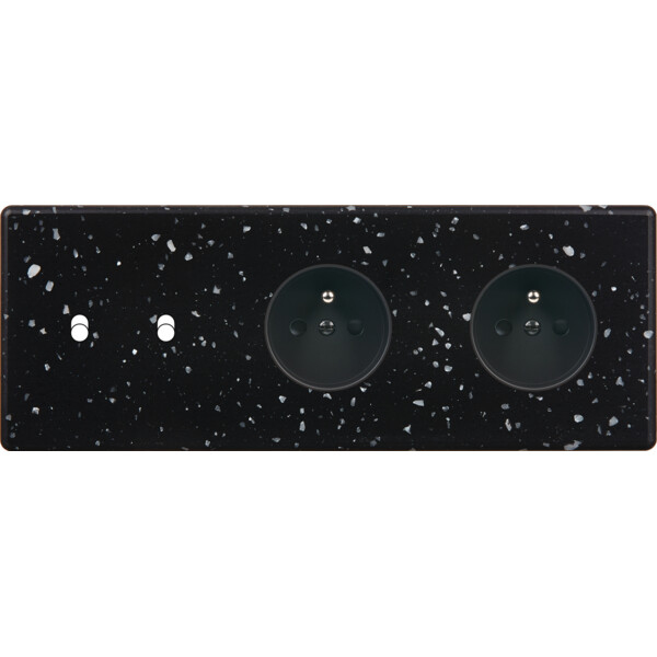 Façade Hikari terrazzo noir triple horizontale 2 basculeurs 1 PC 1 PC (312-486) - Modelec - 312486