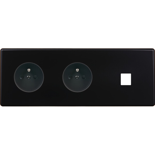 Façade Hikari noir soft touch triple horizontale 1 PC 1 PC 1 media (313-482) - Modelec - 313482