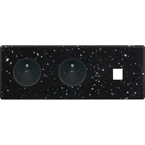 Façade Hikari terrazzo noir triple horizontale 1 PC 1 PC 1 media (313-486) - Modelec - 313486